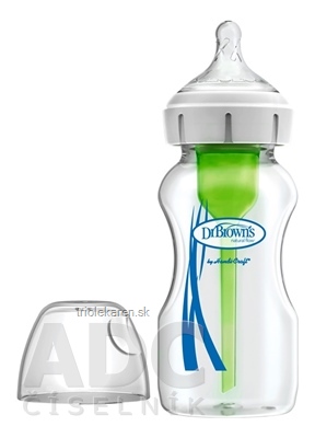 Dr.BROWN´S DOJČENSKÁ FĽAŠA OPTIONS+ 270 ml Wide-neck, 0M+, anti-colic, sklenená, biela (so