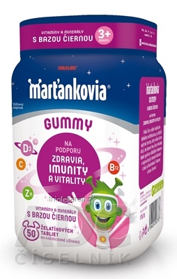 WALMARK Marťankovia Gummy želatínové tablety príchuť jablko a čierna ríbezľa 50 ks