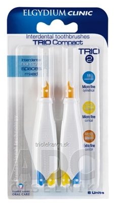 ELGYDIUM CLINIC Trio COMPACT - TRIO 2 medzizubné kefky v držiaku (2x modré 1,9 mm+2x žlté