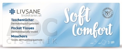 LIVSANE Soft Comfort Hygienické vreckovky 3-vrstvové papierové 10x10 ks