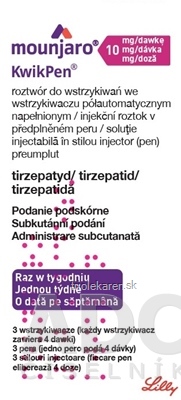 Mounjaro 10 mg/dávka KwikPen sol inj 40 mg (pero napl. - KwikPen) 3x2,4 ml