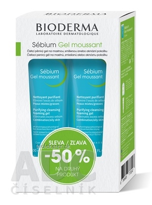 BIODERMA Sébium Gel moussant Festival čistiaci penivý gél tuba 2 x 200 ml 1 set