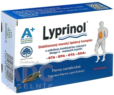 LYPRINOL Omega 3 (ETA, EPA, OTA, DHA) cps (á 50 mg Perna Canaliculus účinnej zložky v 1 cp