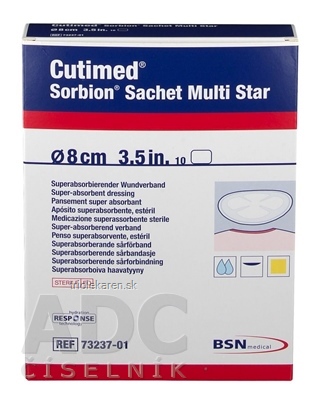 Cutimed Sorbion Sachet Multi Star krytie na rany hydroaktívne, okrúhle s priemerom 8 cm, 1