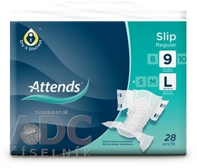 ATTENDS Slip Regular 9 L plienkové nohavičky, savosť 2899 ml, obvod bokov 100-150 cm, 1x28