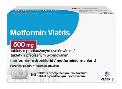 Metformin Viatris 500 mg tbl plg (blis.PVC/Al) 1x60 ks