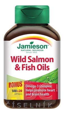 JAMIESON SALMON OMEGA-3 KOMPLEX cps z lososa a rybích olejov 180+20 zadarmo (200 ks)