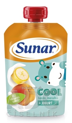 Sunar COOL Banán, Marhuľa + JOGURT ovocno-zeleninový príkrm (od ukonč. 12. mesiaca) 1x110