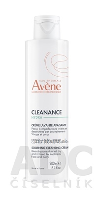 AVENE CLEANANCE HYDRA Upokojujúci umývací krém pleť so sklonom k nedokonalostiam 200 ml
