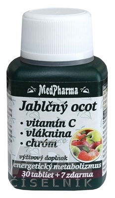 MedPharma JABLČNÝ OCOT, VIT C, VLÁKNINA, CHRÓM tbl 30+7 zadarmo (37 ks)