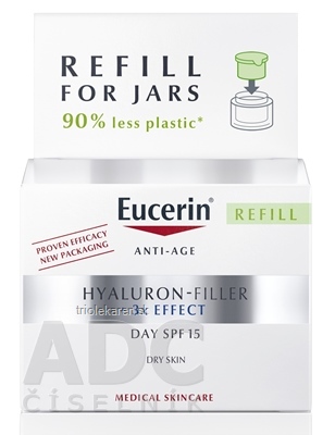 Eucerin HYALURON-FILLER+3xEFFECT Denný krém REFILL suchá pleť, Anti-Age, SPF15, náhradná n
