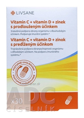 LIVSANE Vitamín C+D+zinok cps s predĺženým účinkom (Immune Plus) 1x30 ks