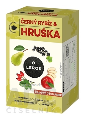 LEROS ČAJOVÁ CHVÍĽKA ČIERNA RÍBEZĽA & HRUŠKA ovocný čaj aromatizovaný, nálevové vrecká 20x