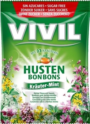 VIVIL BONBONS HUSTEN drops s mentolovo-bylinkovou príchuťou s 23 bylinami bez cukru 60 g