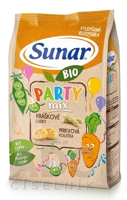 Sunar BIO Chrumky Party mix (hráškové struky a mrkvové kolieska)(od ukonč. 12. mesiaca) 1x