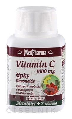 MedPharma VITAMÍN C 1000 mg so šípkami tbl (s postupným uvoľňovaním) (30+7 zadarmo) 1x37 k