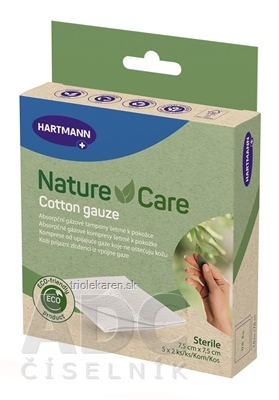 Nature Care Cotton gauze gázové kompresy 7,5 x 7,5 cm 5 x 2 ks